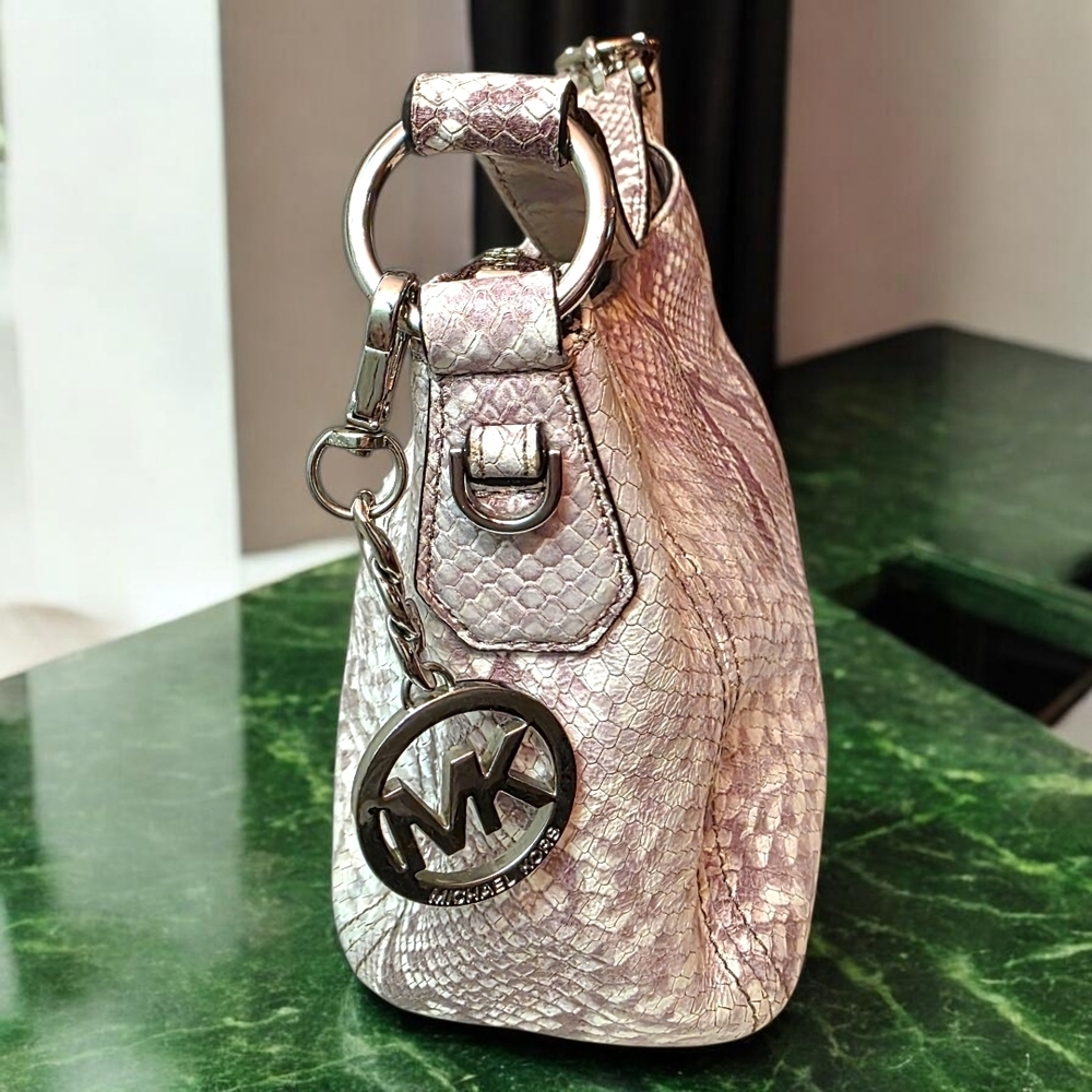 Michael Kors Neutral Python Embossed Leather Shou… - image 4